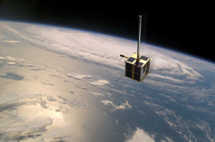 Den norske AISSat-1 er skal bedre oversikten over maritim aktivitet i nordområdene. (Illustrasjon: FFI / NASA / Norsk Romsenter / nyhetsgrafikk.no) Den norske AISSat-1 er skal bedre oversikten over maritim aktivitet i nordområdene. (Illustrasjon: FFI / NASA / Norsk Romsenter / nyhetsgrafikk.no)