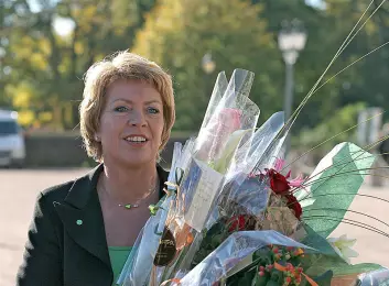 Åslaug Haga – en flink Sp-politiker som ble lagt død på grunn av en brygge og et stabbur. (Foto: Wikimedia Commons)