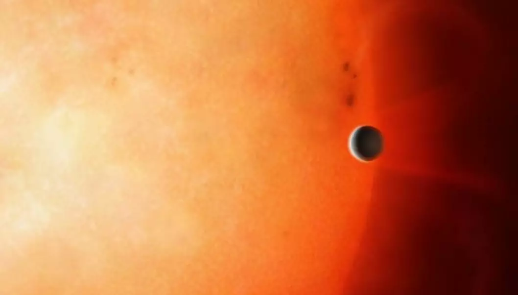 Slik ser en kunstner for seg den underlige planeten TOI849. Trolig er den en naken kjerne av en gassplanet.