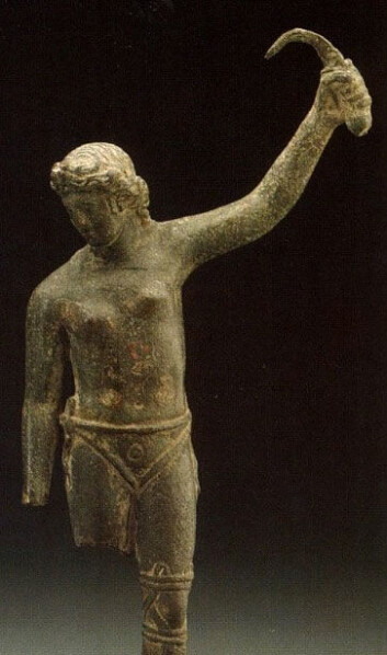 Dette skal være en typisk seiersposisjon for en gladiator. (Foto: Alfonso Manas, University of Granada) Dette skal være en typisk seiersposisjon for en gladiator. (Foto: Alfonso Manas, University of Granada)