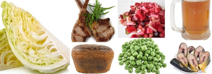 Dette kan ha stått på middagsbordet i et vikinghjem: kål, lam, rabarbra, brød, erter, sild og øl, ifølge forskere som har studert kostholdet i vikingtiden. Men hverken bær, grønnsaker eller brød så ut som de gjør i dag. Dette kan ha stått på middagsbordet i et vikinghjem: kål, lam, rabarbra, brød, erter, sild og øl, ifølge forskere som har studert kostholdet i vikingtiden. Men hverken bær, grønnsaker eller brød så ut som de gjør i dag.