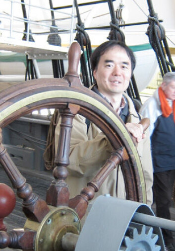 Hiroaki Matsunami, her ombord på Fram på Bygdøy. (Foto: UMB) Hiroaki Matsunami, her ombord på Fram på Bygdøy. (Foto: UMB)