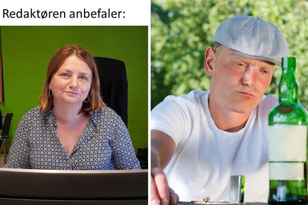 Redaktør Nina Kristiansen til venstre og en ambivalent type til høyre: drikke eller ikke drikke? Redaktør Nina Kristiansen til venstre og en ambivalent type til høyre: drikke eller ikke drikke?