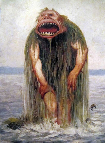 Draugen er en av Nord-Norges mest kjente mytiske skikkelser, men finnes knapt sør for Trondheim. Theodor Kittelsen har kalt sin kreasjon “Vastroldet som levede af bare Jomfrukjød”. (Foto: Theodor Kittelsen) Draugen er en av Nord-Norges mest kjente mytiske skikkelser, men finnes knapt sør for Trondheim. Theodor Kittelsen har kalt sin kreasjon “Vastroldet som levede af bare Jomfrukjød”. (Foto: Theodor Kittelsen)