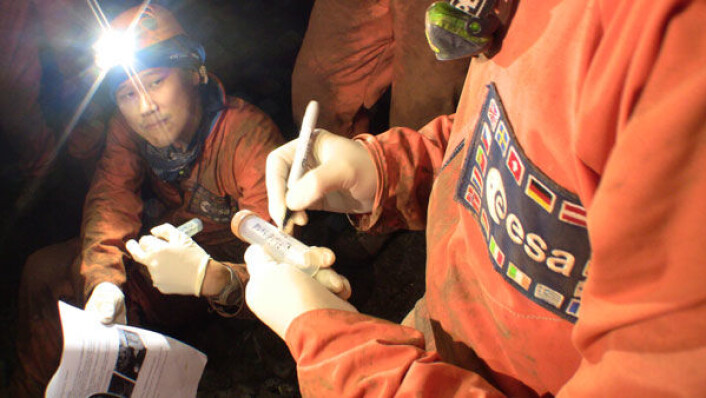 Bildet er fra forbedelsene til fjorårets CAVE-trening. (Foto: ESA–R. Bresnik) Bildet er fra forbedelsene til fjorårets CAVE-trening. (Foto: ESA–R. Bresnik)