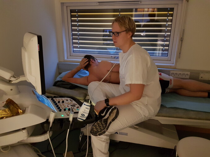 Echocardiography is an ultrasound examination of the heart that can indicate how large the heart muscle actually is. Echocardiography is an ultrasound examination of the heart that can indicate how large the heart muscle actually is.