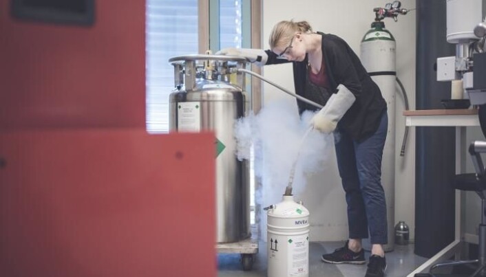 Torunn Kjeldstad i arbeid på laboratoriet. Torunn Kjeldstad i arbeid på laboratoriet.