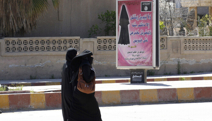 Syria var drømmelandet for kvinnene i studien da terrorgruppa IS hadde kontroll. I 2014 hang det plakater i Raqqa som fortalte kvinner at de måtte dekke seg til. Syria var drømmelandet for kvinnene i studien da terrorgruppa IS hadde kontroll. I 2014 hang det plakater i Raqqa som fortalte kvinner at de måtte dekke seg til.