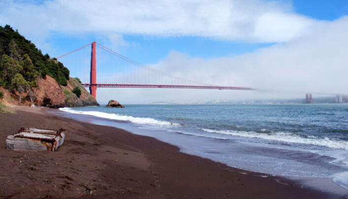 Golden Gate-brua, sett fra Kirby Cove-stranden. (Foto: BenBench, Wikimedia Commons) Golden Gate-brua, sett fra Kirby Cove-stranden. (Foto: BenBench, Wikimedia Commons)