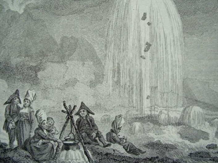 Naturbarn i det fantastiske landskapet på Island, illustrert i John Truslers bok ‘The Habitable World Described', London, 1788. Naturbarn i det fantastiske landskapet på Island, illustrert i John Truslers bok ‘The Habitable World Described', London, 1788.