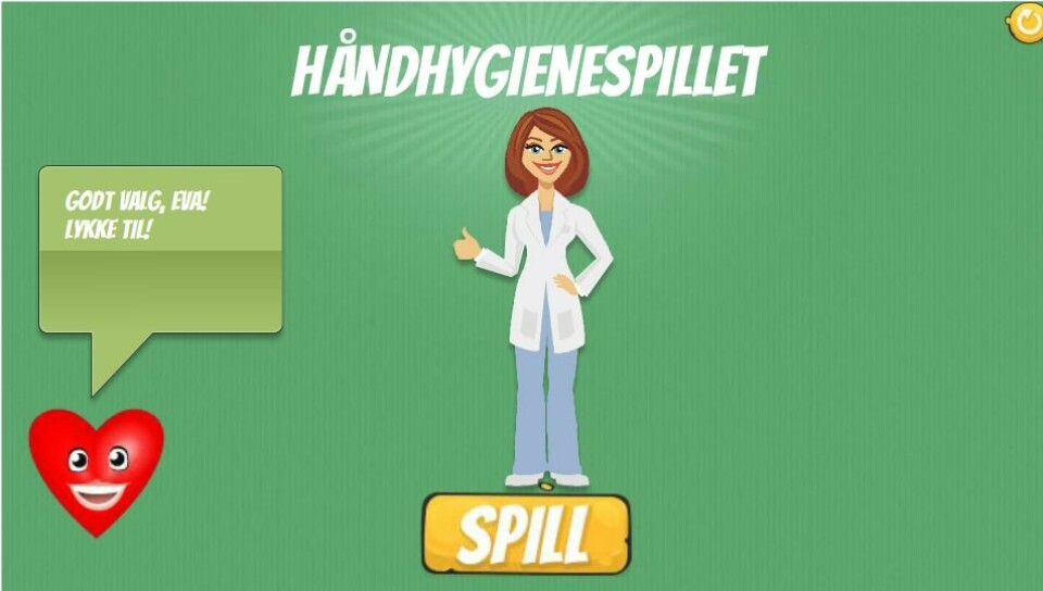 Håndhygienespillet er et læringsspill som er en del av et opplæringsprogram. (Foto: (Helsekompetanse))