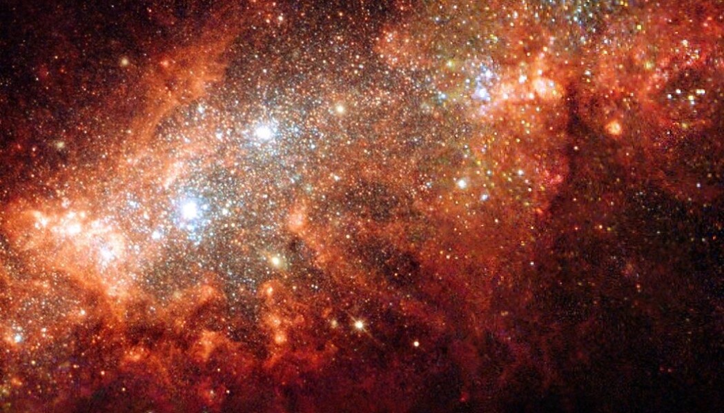 I alle stjerner moses grunnstoffer sammen. Dette danner nye grunnstoffer, og frigjør energi. Bildet viser dverggalaksen NGC 1569. I alle stjerner moses grunnstoffer sammen. Dette danner nye grunnstoffer, og frigjør energi. Bildet viser dverggalaksen NGC 1569.