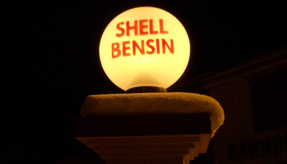 Lampe på den gamle Shell-stasjonen i Mosjøen, i dag fredet og passet på av Vefsn museum.