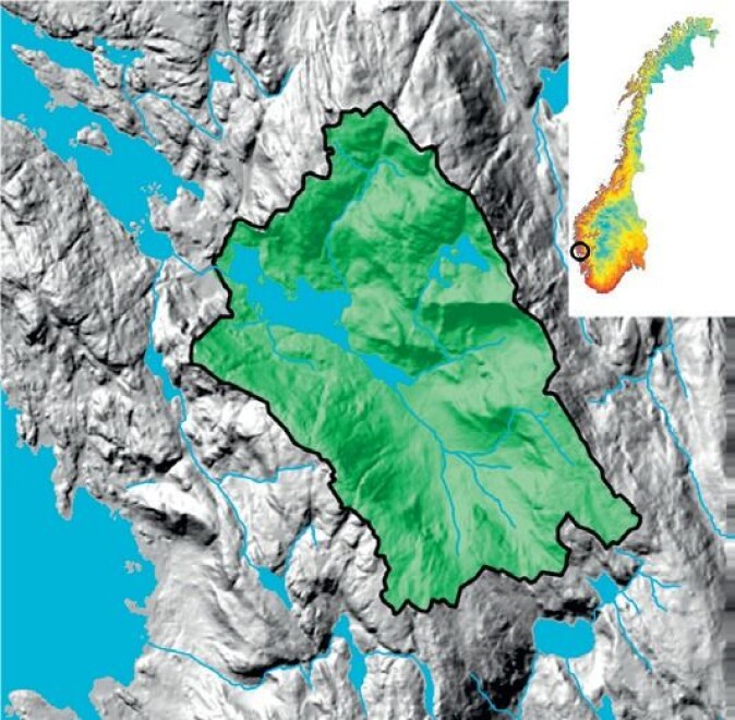 Nedbørfeltet til Jordalsvatnet. Nedbørfeltet til Jordalsvatnet.