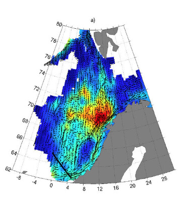 Utenfor Lofoten oppholder vannet i havsstrømmen seg ekstra lenge. Her avgir havet spesielt mye varme. (Illustrasjon: Poleward) Utenfor Lofoten oppholder vannet i havsstrømmen seg ekstra lenge. Her avgir havet spesielt mye varme. (Illustrasjon: Poleward)