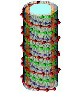 "Illustrasjonen viser uorganiske partikler i plasmaform som organiserer seg selv i en spirallignende struktur som minner om DNA." "Illustrasjonen viser uorganiske partikler i plasmaform som organiserer seg selv i en spirallignende struktur som minner om DNA."
