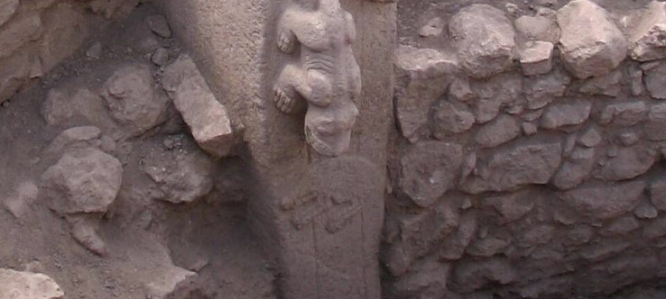 Skulptur av kattedyr på stensøyle i Göbekli Tepe. (Foto fra Wikimedia Commons)