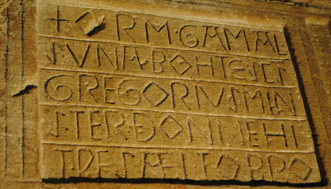 Inscriptions from the Viking Age and the Middle Ages shows that runes and letters were used in alternation. These are letter inscriptions from a church in England.