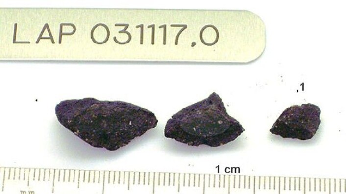 Den eine av to meteorittar som vart funne i Antarktis i 2003 der forskarar har funne materiale frå ein mange milliardar år gammal supernovaeksplosjon. (Foto: NASA) Den eine av to meteorittar som vart funne i Antarktis i 2003 der forskarar har funne materiale frå ein mange milliardar år gammal supernovaeksplosjon. (Foto: NASA)