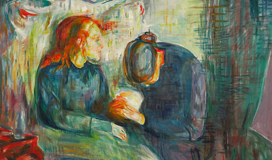 Kunstnermyten påvirker hvordan man forsto og forstår Munchs malerier, mener Toft-Eriksen. Det syke barn (Syk pike) provoserte i 1886 med sin skisseaktige stil.