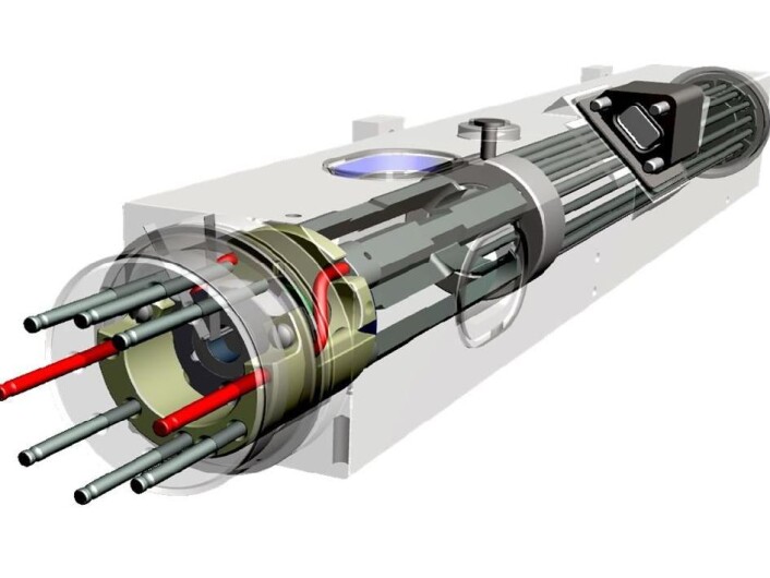Her er selve hjertet i atomklokka, hvor kvikksølvatomene utsettes for energi. (Foto: (Illustrasjon: NASA/JPL)) Her er selve hjertet i atomklokka, hvor kvikksølvatomene utsettes for energi. (Foto: (Illustrasjon: NASA/JPL))