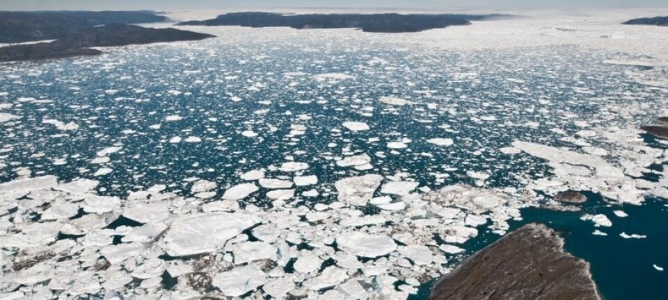Jakobshavn isbre på Grønland er den breen i verden som raskest kaster av seg is til havet. Den nye studien viser nå at to tredjedeler av den isen som har forsvunnet de siste to tiårene, har blitt borte fra Grønland. Ian Joughin/University of Washington