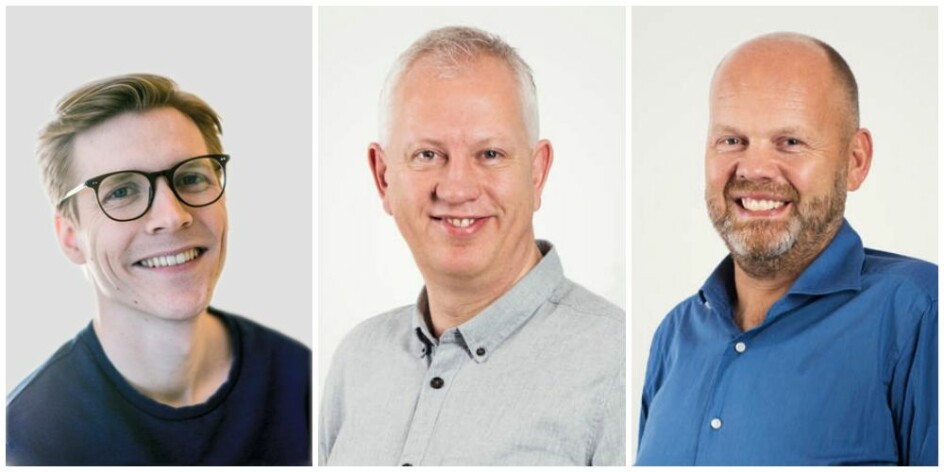 Tormod Rogne (t.v), Jan Kristian Damås og Erik Solligård er en del av forsksergruppen bak den nye studien.