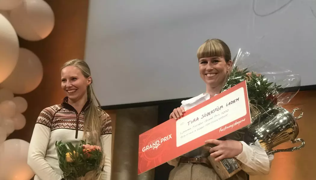 Vinneren av delfinalen i Bergen ble Tora Söderström Gaden fra Griegakademiet. Hun skal til finalen sammen med Ragnhild Gya (til venstre).
