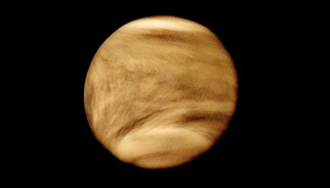 Skylaget på Venus sett av Pioneer Venus Orbiter i 1979. Hva skjuler seg i disse skyene? Skylaget på Venus sett av Pioneer Venus Orbiter i 1979. Hva skjuler seg i disse skyene?