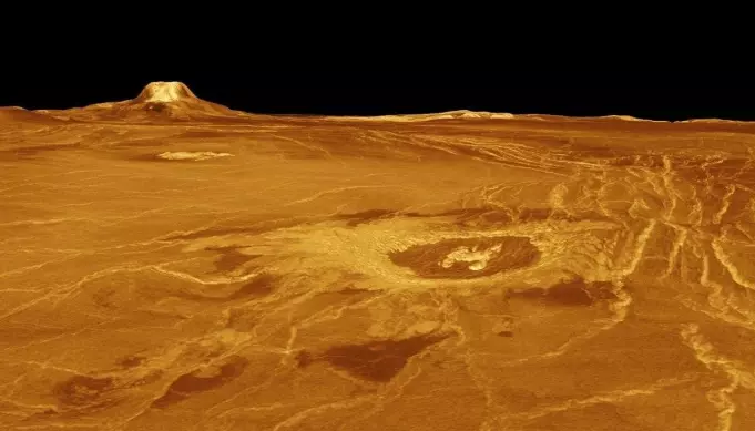 Deler av overflaten på Venus, sett med radar av sonden Magellan i 1989
