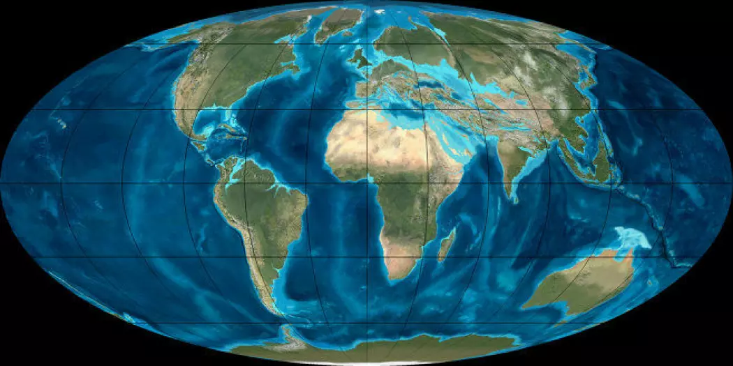 Kontinentenes plassering for 35 millioner år siden.
