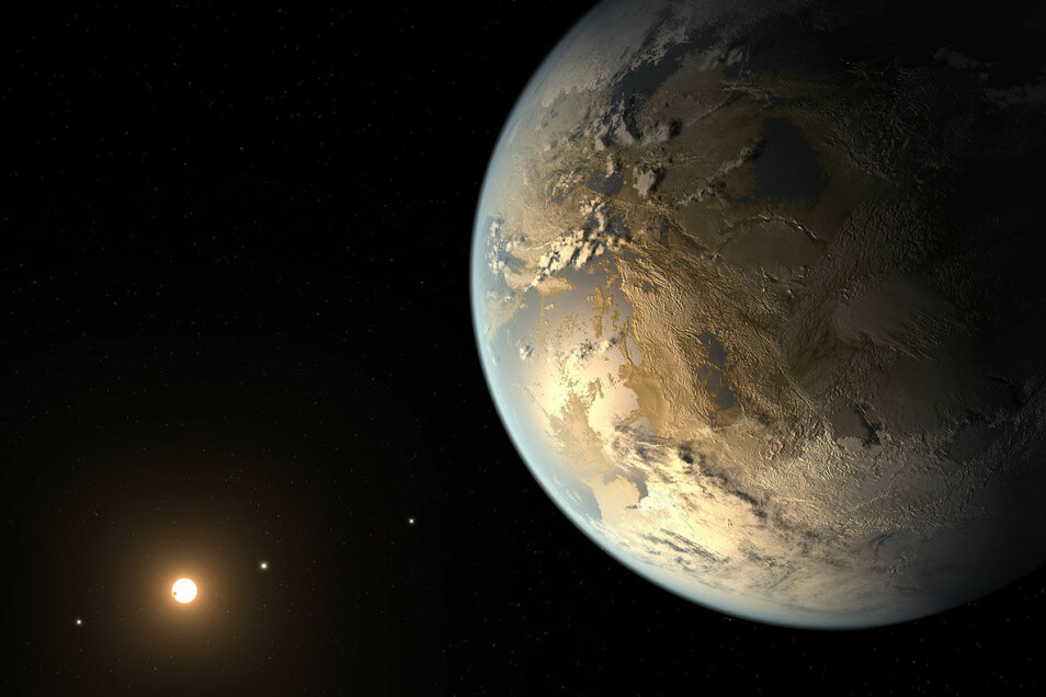 Ingen vet helt hvordan en annen planet med liv kunne se ut. Bildet viser hvordan en kunstner har forestilt seg en slik planet.