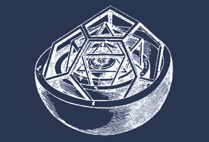 Detalj fra Keplers modell av planetbanene innskrevet i platoniske legemer, fra verket Mysterium Cosmographicum (1596). (Foto: (Bilde: Wikimedia Commons)) Detalj fra Keplers modell av planetbanene innskrevet i platoniske legemer, fra verket Mysterium Cosmographicum (1596). (Foto: (Bilde: Wikimedia Commons))