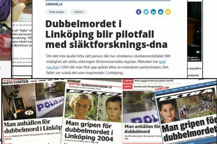 Et dobbeltdrap i Linköping i 2004 var uløst i 16 år, før rettsmedisinere klarte å ringe inn gjerningsmannen ved hjelp av DNA-søk i slektsforskningsdatabaser. Han ble arrestert i juni i år, og var tidligere utstraffet.