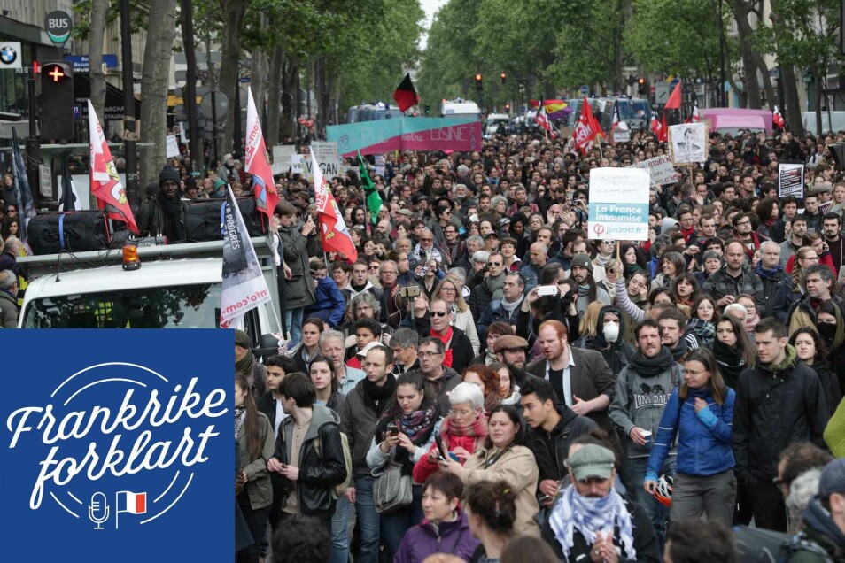 Etter Emmanuel Macron vant valget i 2017 møtte tusener opp for å protestere i gatene i Paris. Mange på venstresiden følte de ikke var representert av verken Macrons sentrumsparti eller Marine Le Pens høyre-populistiske parti, som var de to partiene franskmennene kunne velge mellom i siste valgrunde.