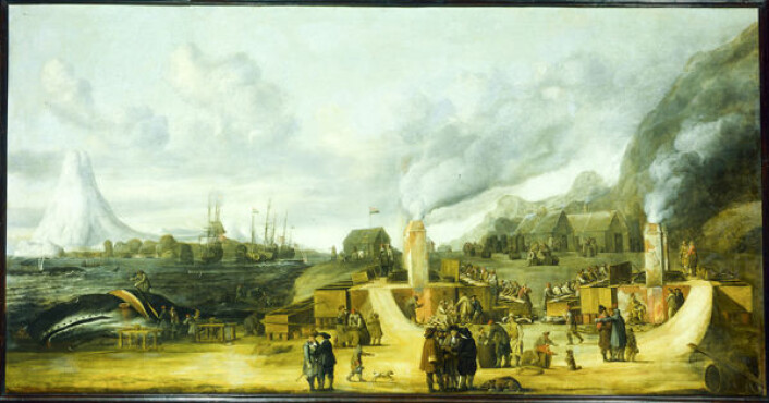På 1800-tallet hevdet blant annet Nansen at Smeerenburg, nord-vest på Svalbard, hadde vært en stor by på 1600-tallet, med butikker, kirker, bordeller og titusenvis av besøkende om sommeren. Arkeologiske utgravinger har fullstendig tilbakevist denne myten, og man regner med at det på det meste har vært noen hundre mennesker på plass. Dette er en samtidig framstilling av en hvalfangststasjon på Svalbard fra 1639, malt av Cornelis de Man, som henger på Riksmuseet i Amsterdam. På 1800-tallet hevdet blant annet Nansen at Smeerenburg, nord-vest på Svalbard, hadde vært en stor by på 1600-tallet, med butikker, kirker, bordeller og titusenvis av besøkende om sommeren. Arkeologiske utgravinger har fullstendig tilbakevist denne myten, og man regner med at det på det meste har vært noen hundre mennesker på plass. Dette er en samtidig framstilling av en hvalfangststasjon på Svalbard fra 1639, malt av Cornelis de Man, som henger på Riksmuseet i Amsterdam.