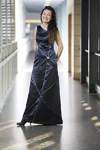 May-Britt Moser, here seen wearing the grid cell-patterned dress she wore for the Nobel Prize ceremony.