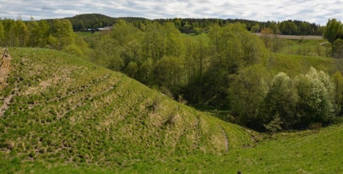 Her har husdyr laget stier som ser ut som terrasser i terrenget. Dyrene går etter hverandre på rekke for å beite på disse leirravinene. Mønstrene, som Dramstad kaller rynkelier, kommer fordi bakken ikke er stabil. Her har husdyr laget stier som ser ut som terrasser i terrenget. Dyrene går etter hverandre på rekke for å beite på disse leirravinene. Mønstrene, som Dramstad kaller rynkelier, kommer fordi bakken ikke er stabil.