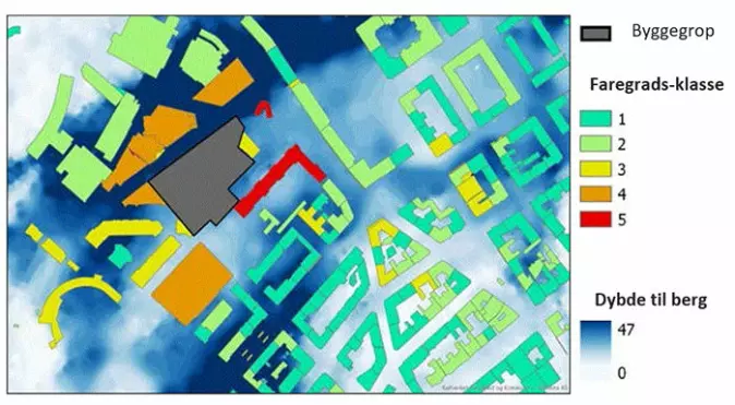 NGI har utviklet en modell som kartlegger hvor utsatte bygninger i tilknytning til et byggeprosjekt er.