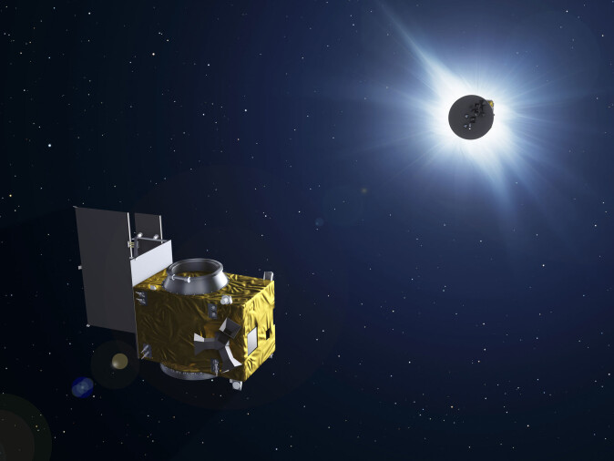 Den ene av de to Proba 3-satellittene – den som befinner seg i den ytterste banen om jorden og dermed er tettest på solen – skal skygge for selve solen. Dermed kan den andre få bedre bilder av solens korona. Den ene av de to Proba 3-satellittene – den som befinner seg i den ytterste banen om jorden og dermed er tettest på solen – skal skygge for selve solen. Dermed kan den andre få bedre bilder av solens korona.