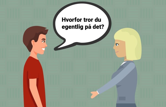Ifølge Rikke Alberg-Peters er det en god idé å spørre interessert om konspirasjonsteoretikernes ideer for å komme personen i møte. Ifølge Rikke Alberg-Peters er det en god idé å spørre interessert om konspirasjonsteoretikernes ideer for å komme personen i møte.