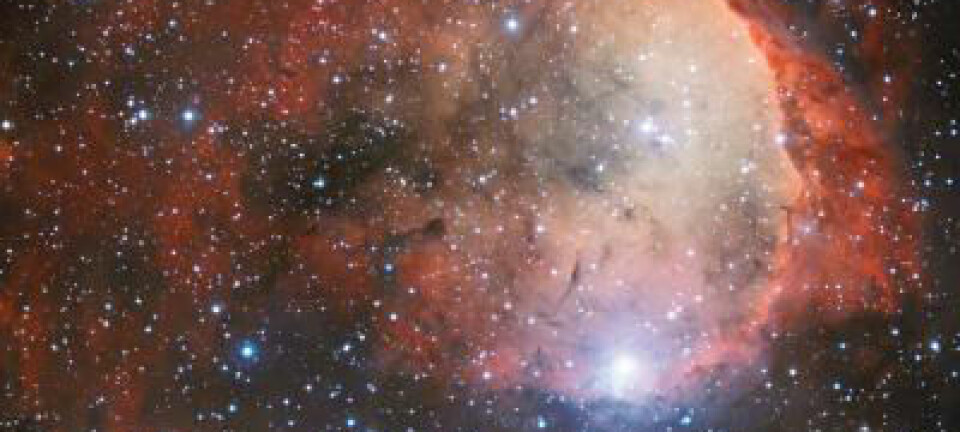Hulrommet i stjernetåka Carina er fotografert fra ESOs observatorium i Chile. Kanten av hulrommet kan minne om et menneske i profil. ESO