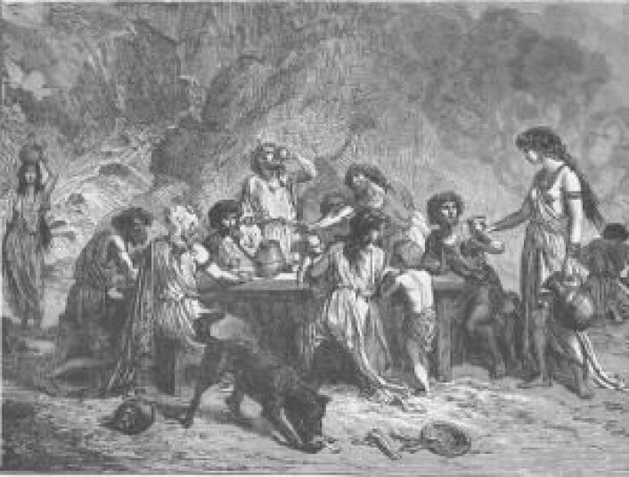 Funnet av vinrester i en krukke viser at man har hatt vin i Norden så tidlig som 1100 år før Kristus. Ifølge forskerne bak studien kan folk ha handlet seg til vinen hos sentral- og søreuropeere. (Foto: (Illustrasjon: Robert Brown)) Funnet av vinrester i en krukke viser at man har hatt vin i Norden så tidlig som 1100 år før Kristus. Ifølge forskerne bak studien kan folk ha handlet seg til vinen hos sentral- og søreuropeere. (Foto: (Illustrasjon: Robert Brown))