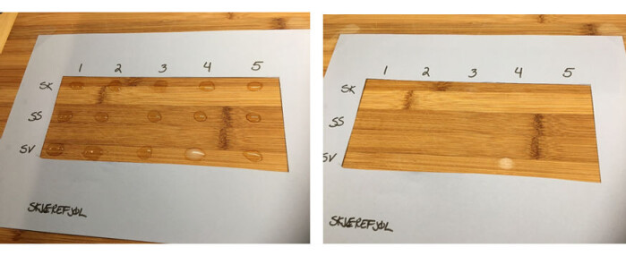 These images show three different kinds of food spills - chicken at the top, lettuce in the middle, and waffle mix at the bottom. On the second image, the food spills have dried over night. These images show three different kinds of food spills - chicken at the top, lettuce in the middle, and waffle mix at the bottom. On the second image, the food spills have dried over night.