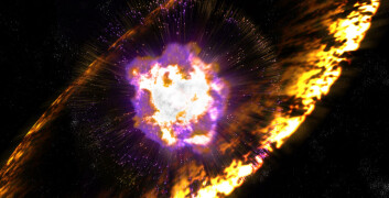 Når supernovaer eksploderer, sender de ut sjokkbølger med turbulente magnetfelt som akselererer protoner til enorme energier. Mekanismen kalles Fermi-akselerasjon, etter fysikeren Enrico Fermi, som først foreslo den. (Foto: (Illustrasjon: Greg Stewart, SLAC National Accelerator Laboratory)) Når supernovaer eksploderer, sender de ut sjokkbølger med turbulente magnetfelt som akselererer protoner til enorme energier. Mekanismen kalles Fermi-akselerasjon, etter fysikeren Enrico Fermi, som først foreslo den. (Foto: (Illustrasjon: Greg Stewart, SLAC National Accelerator Laboratory))