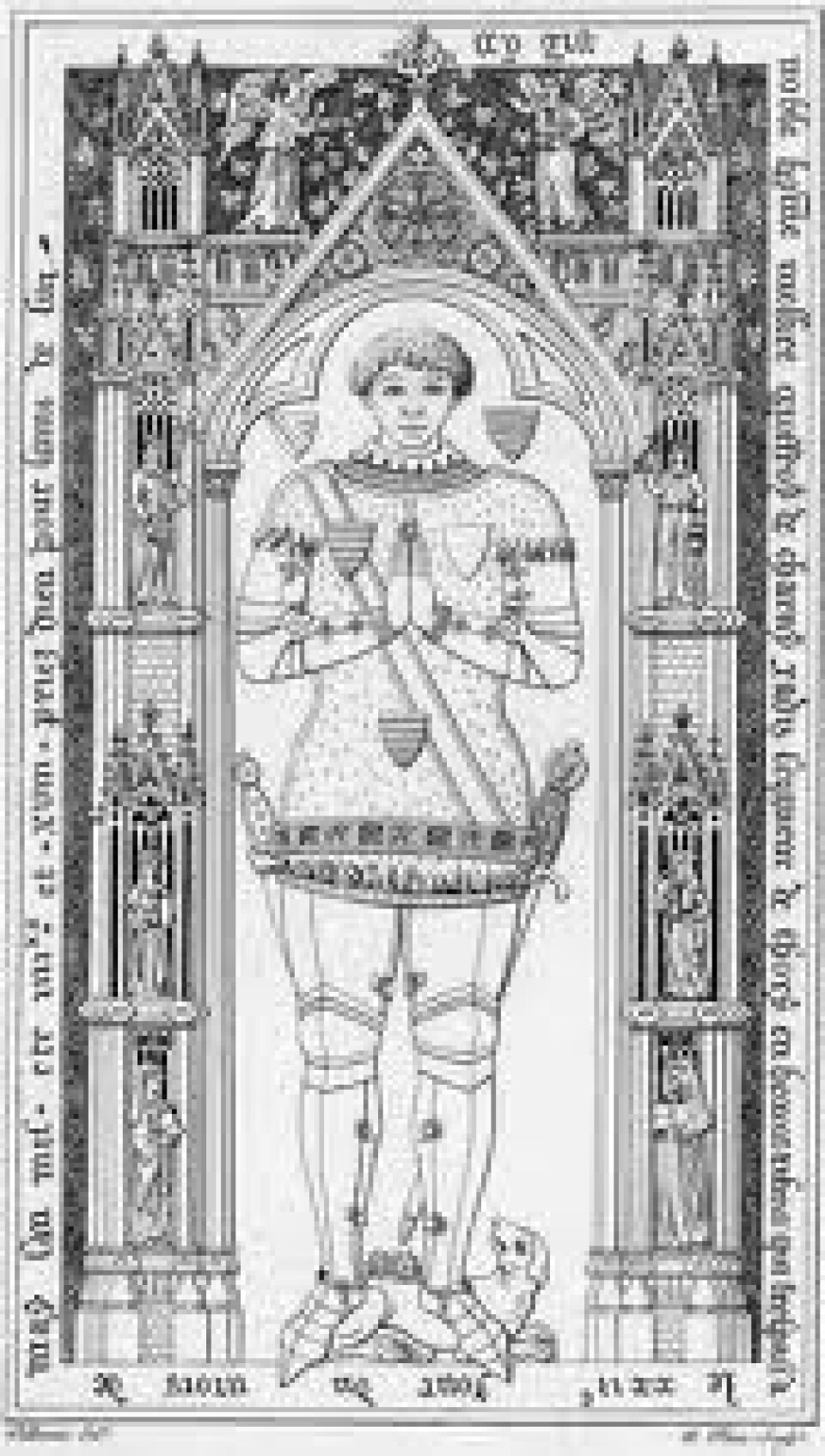 Geoffroi de Charny ble født en gang på begynnelsen av 1300-tallet. (Foto: (Illustrasjon: Effigies & Brasses/Wikimedia Commons))