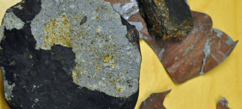 Meteoritten som vart funnen på ein veranda på Grefsen, og delar av blikket frå verandaen. Rune S.Selbekk, NHM/UiO