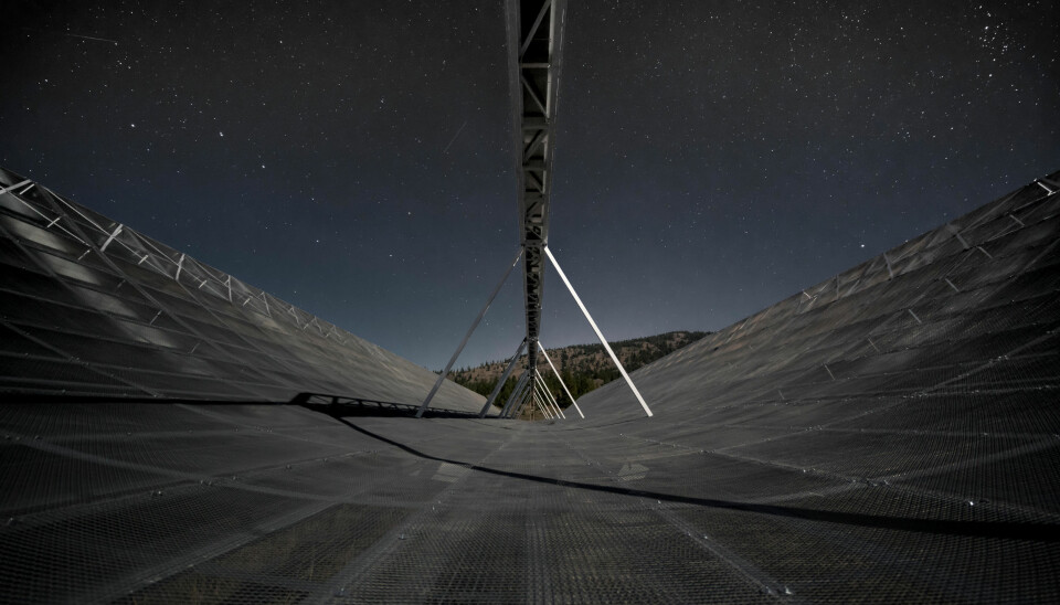 Dette er en av antennene til CHIME-teleskopet, som var med på oppdagelsen.