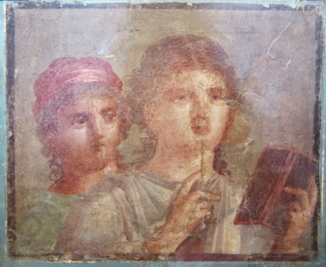 Ancient Roman fresco from Herculaneum depicting two women with a stylus and a wax tablet. Ancient Roman fresco from Herculaneum depicting two women with a stylus and a wax tablet.