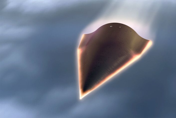Dette er bare en tegning av HTV-2. Originalen beveger seg altfor raskt til å kunne avbildes. (Foto: DARPA) Dette er bare en tegning av HTV-2. Originalen beveger seg altfor raskt til å kunne avbildes. (Foto: DARPA)